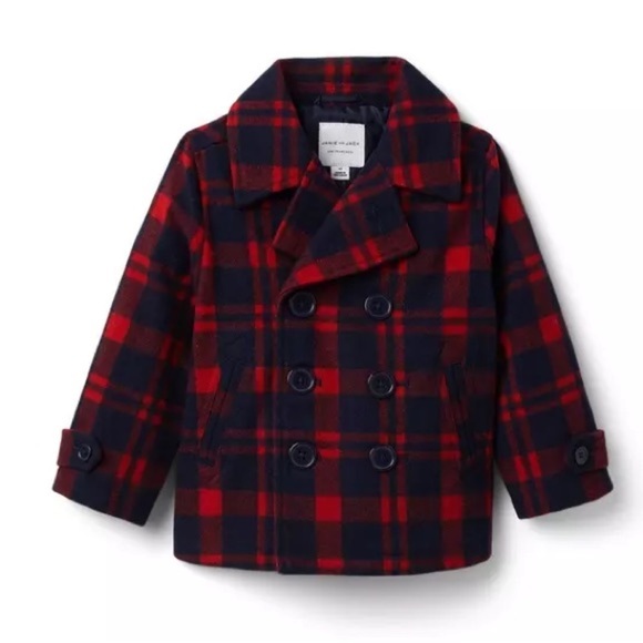 Janie and Jack Other - JANIE AND JACK Infant Plaid Wool Blend Coat- Dark Marine Plaid/ Size 12-18M